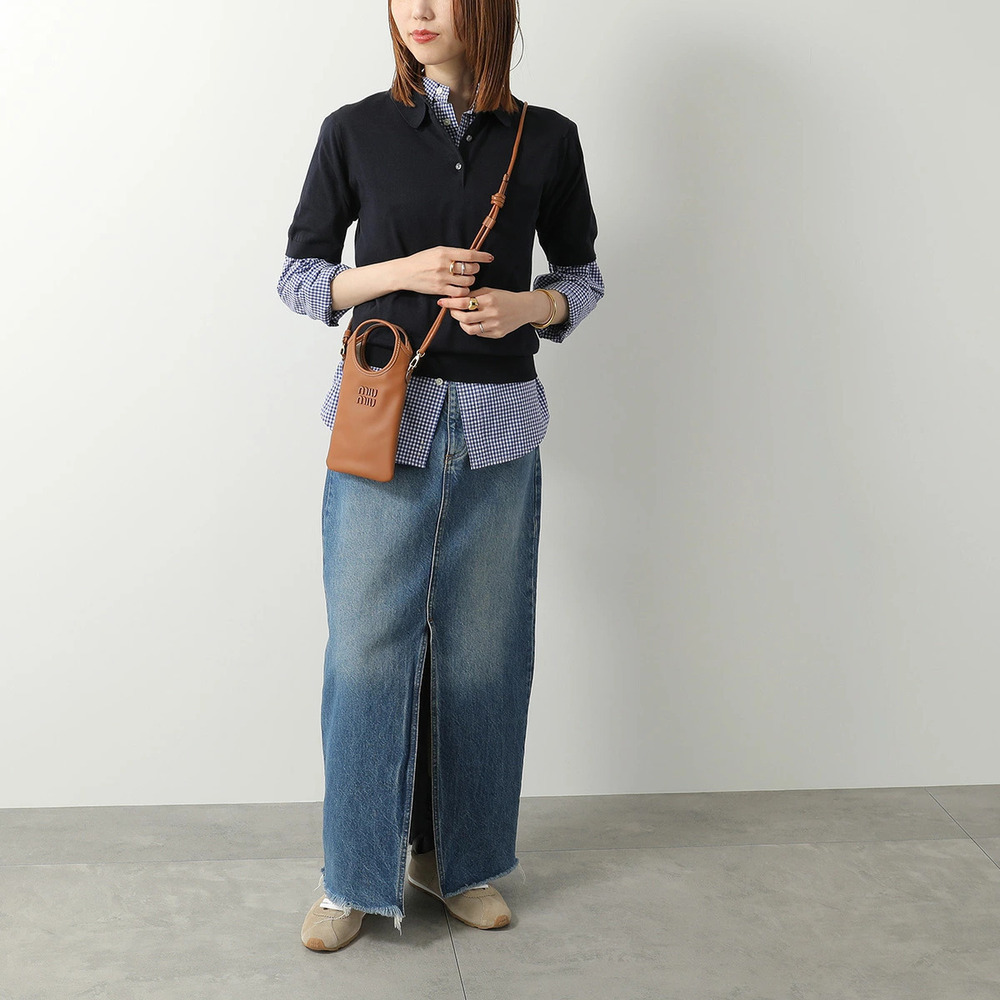 Miu Miu Smartphone Case Shoulder Bag Leather COGNAC